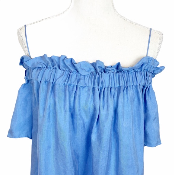 Sandro Paris Blue Off the Shoulder Top Size L NWT - Picture 6 of 12